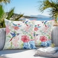 thumbnail image 4 of Watercolor Pink Outdoor Pillow Covers Pack of 2 Blue Hummingbird Flowers Pastoral Plant Waterproof Throw Pillow Covers Decorative Cushion Cases for Patio Garden Tent Balcony Couch 18x18 inch, 4 of 8