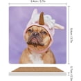 thumbnail image 2 of GZHJMY Square Drink Coasters 2 Pcs French Bulldog Dog Wearing Unicorn Hat Costume Absorbent Ceramic Coffee Coasters for Drinks with Cork Base Housewarming Gift for Home Decor, 2 of 6