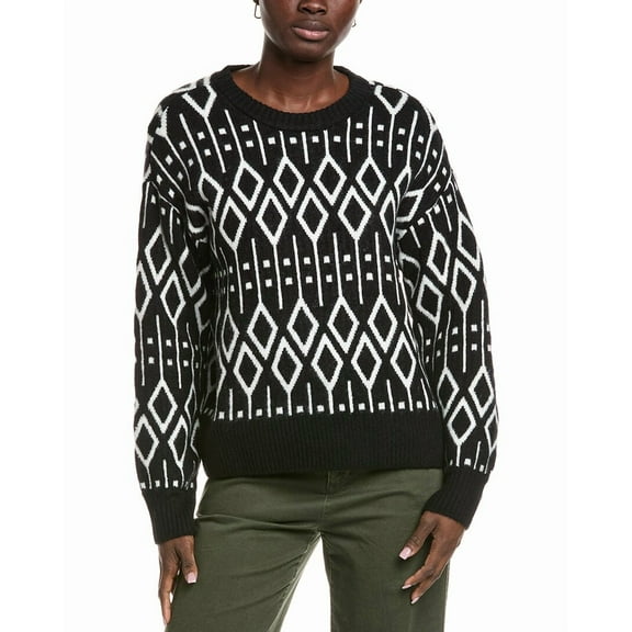 Vince Camuto womens  Jacquard Sweater, XL, Black