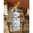 thumbnail image 4 of Hokiten Table Runners 48 Inches Long Dress Scarves, Navy Blue Ombre Botanical Farmhouse Kitchen/Dining Table Runner, Short Coffee Tablerunners, Watercolor Pastoral Leaf 13x48 Inch, 4 of 7