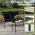 thumbnail image 4 of Emorefun 4 Piece Patio Set, Outdoor Wicker Furniture with Coffee Table & Cushions for Backyard, Garden, Beige/Black, 4 of 5