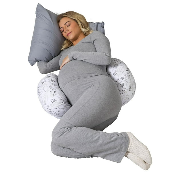 Almohada Lateral para Embarazo, Hojas Grises Que Caen, portátil, Almohadas de Embarazo de Apoyo para Dormir de Lado, diseño Que se Mantiene en su Lugar, con Panel Central elástico Que Crece