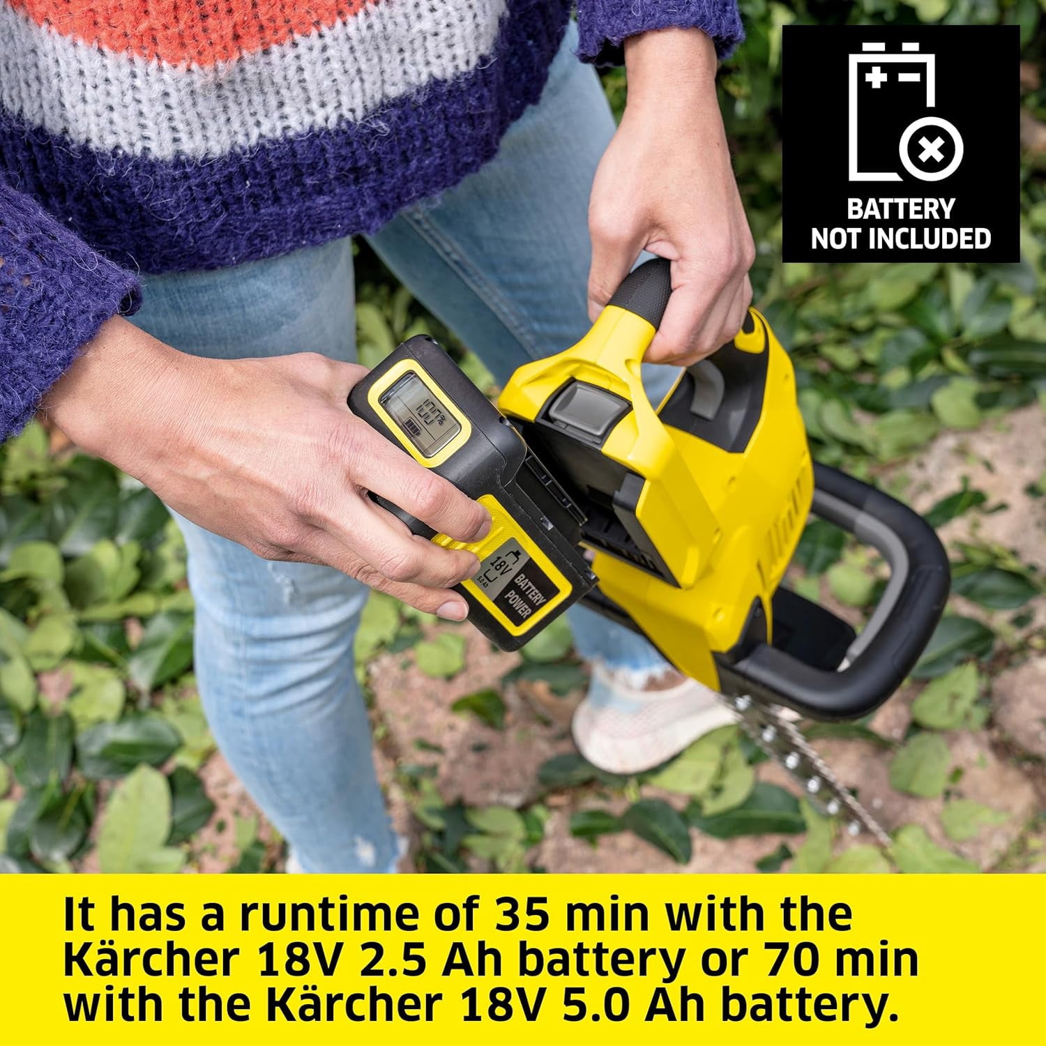 HGE 18-45 Cordless Hedge Trimmer with Rotating Handle and Diamond-Ground Blade - 17" Cutting Length - Tool Only
