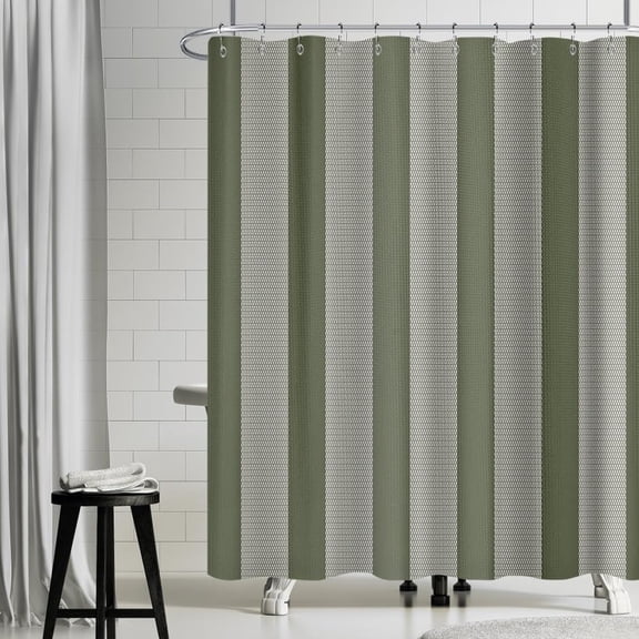 36x72 Inch Coastal Striped Farmhouse Shower Curtain Fabric Gingham Neutral Patchwork Waffle Bathtub Curtain Vintage Plaid Long Shower Curtains for Kids Bathroom Decor Waterproof with Hooks