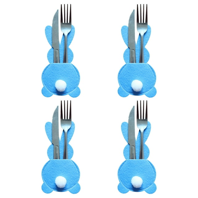 Jusqu'à 50 % de Réduction! TopLLC Ensemble de 4 Porte-Couverts Lapin Sac de Couverts Lapin de Pâques Ensemble de Couverts Lapin avec Queue en Liquidation