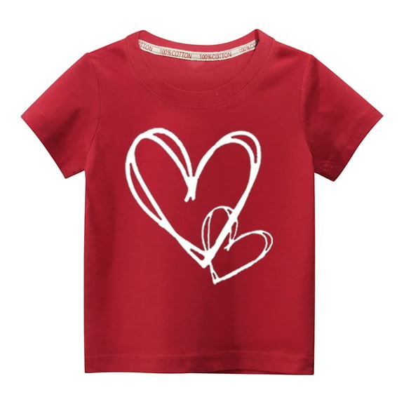 Piuwrlz T-Shirt Boy and Girls Short Sleeve Printed Top Red Size 3 Years