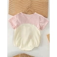 thumbnail image 4 of Suealasg Baby Girls Easter Rompers Short Sleeve Striped Bunny Print Ears Bodysuit 3M 6M 12M 18M Newborn Infant Girls Easter Clothes, 4 of 7