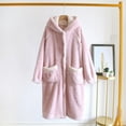 thumbnail image 2 of Elainilye Fashion Robe For Women Loose Coral Velvet Long Pajama Loungewear Winter Thickened Flannel Homewear Bathrobe,Pink, 2 of 9
