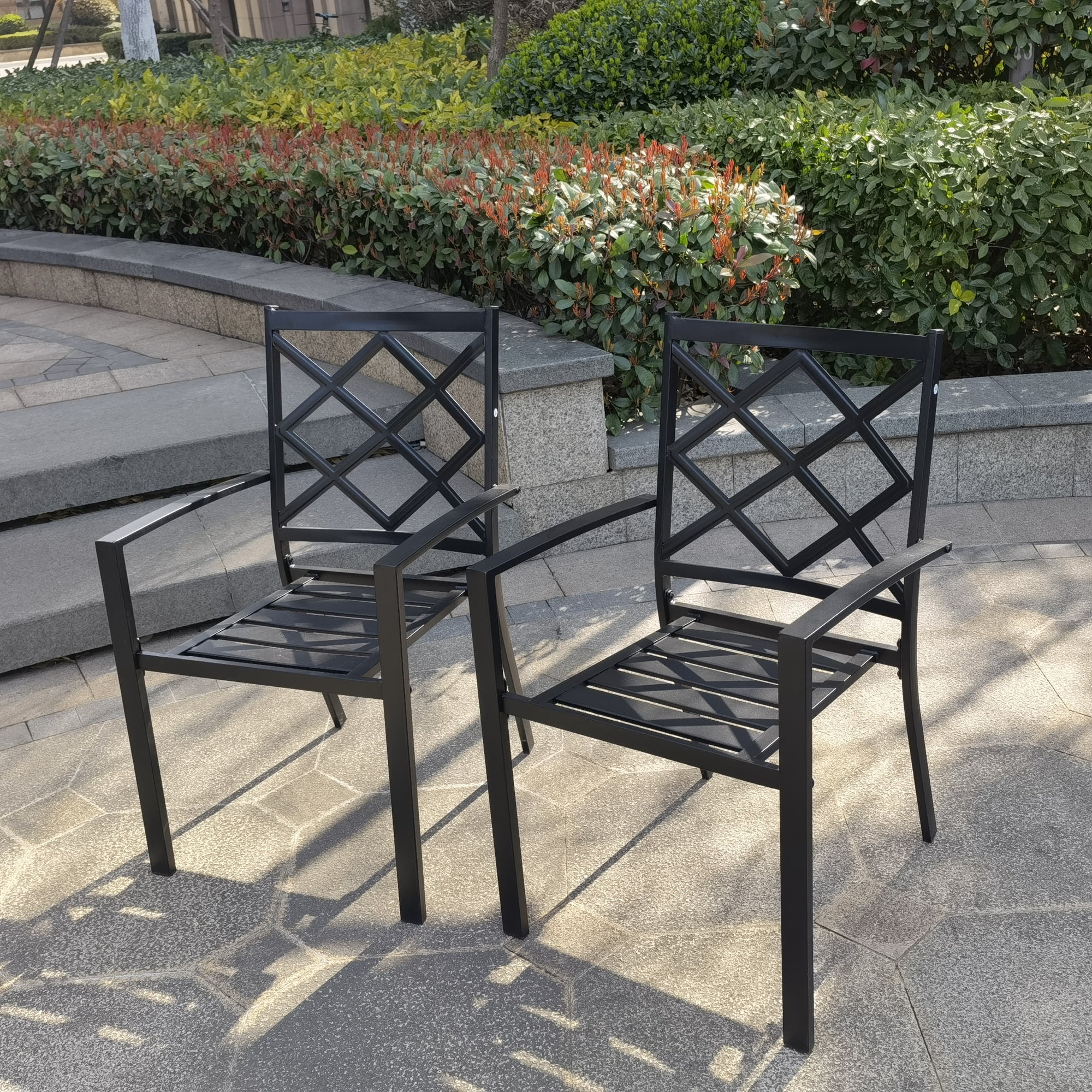 BigRoof Outdoor Chairs Set of 2, Iron Metal Dining 300 LBS Weight