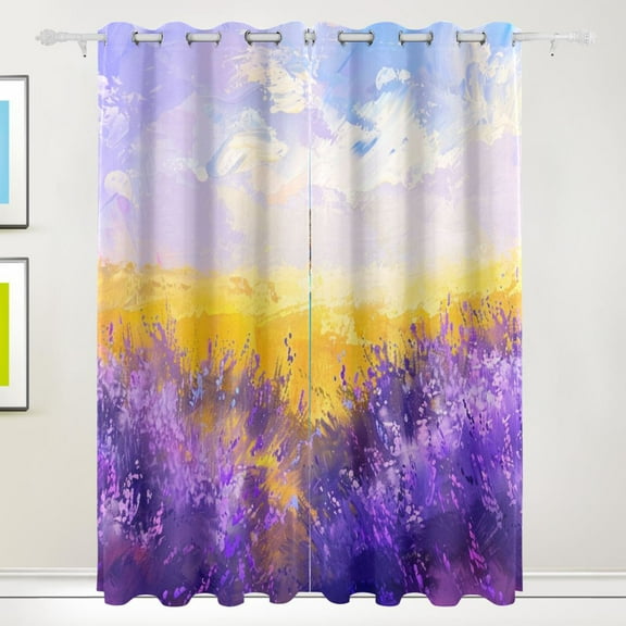 Lavender Clouds Wheat Black Out Curtains 84 Inch Length Curtains for Sliding Glass Doors Bedroom Living Room 2 Pack
