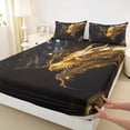 thumbnail image 4 of Feelyou Black Gold Dragons Queen Sheet Sets for Men Women Kids, Mystic Flame Wildlife Bed Set, Black Gold, 4 Pieces, 4 of 5