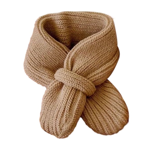 CSChome Kids Crossed Scarf Baby Winter Scarf Knitted Thick Elastic Soft Solid Color Unisex Warm Cold Resistant Shrink Neck Protection Children Neck