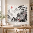 thumbnail image 5 of Cherry Blossoms in Misty Mountain Landscape, Serene Japanese Inspired Style for Nature Lovers, Asian Wall Art, Housewarming Gift, Tapestry Wall Hanging for Bedroom, Living Room and Dorm, 5 of 7