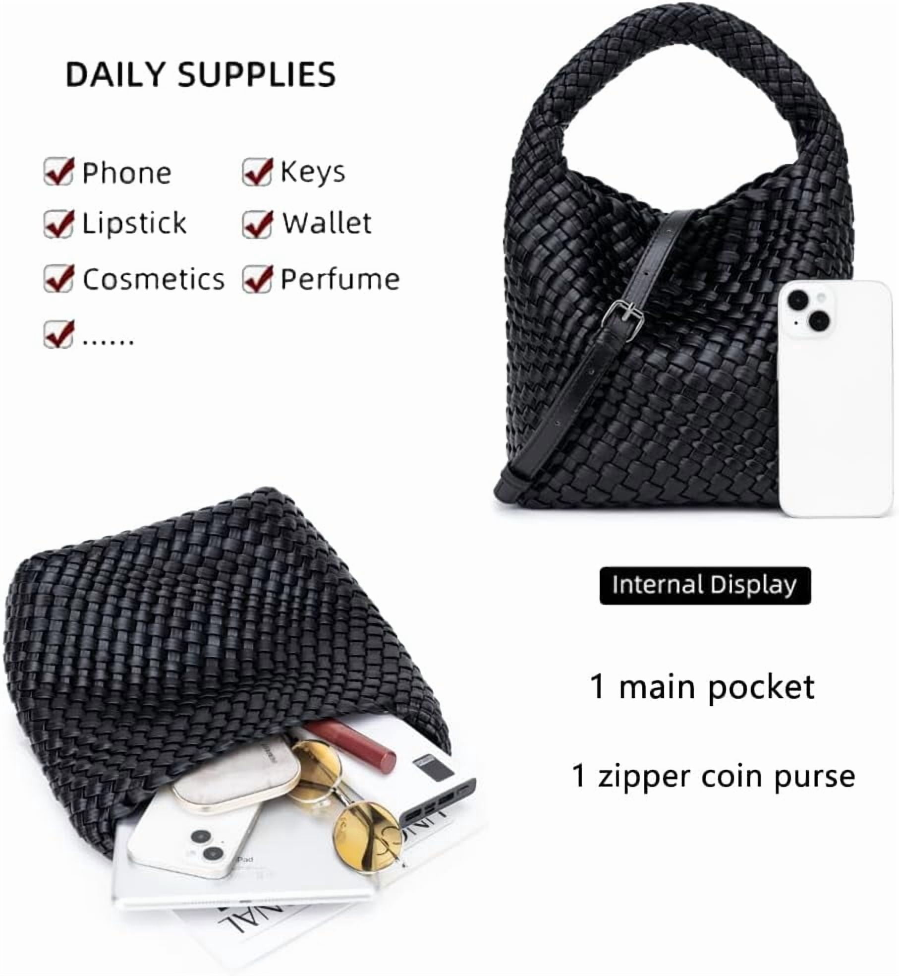 CAILDANL Woven Leather Bags for Women Knoted Women Handbag Designer Shoulder Bucket Purse Handmade Fashion Tote Hobo Bag Small