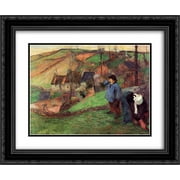 Paul Gauguin 2x Matted 24x20 Black Ornate Framed Art Print 'Landscape of Brittany'