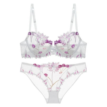 oqasdz Lingerie Sets for Women Sexy Naughty Lace Edge Gathering Bra Set Home Ultrathin Underwear Set