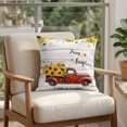thumbnail image 4 of 16x16 Pillow Covers Set of 2, Sunflower Truck Square Throw Pillow Covers for Couch/Sofa/Living Room, Elegant Yellow Floral Summer Botanical Wooden Decorative Soft Pillowcases for Couch Throw Pillows, 4 of 9