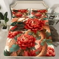 thumbnail image 2 of 3D Dragon Twin Size Sheet Sets 3pcs, Flowers Safari Printed Bed Sheets Set, Wildlife Florals Bedroom Decor Bedding Set For Bed, Green Red Magic Animals Teens Bed Set, 2 of 5