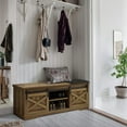 thumbnail image 3 of Vivvoo 47in Wood Farmhouse Shoe Bench with Cushion & Storage for Entryway, 3 of 7