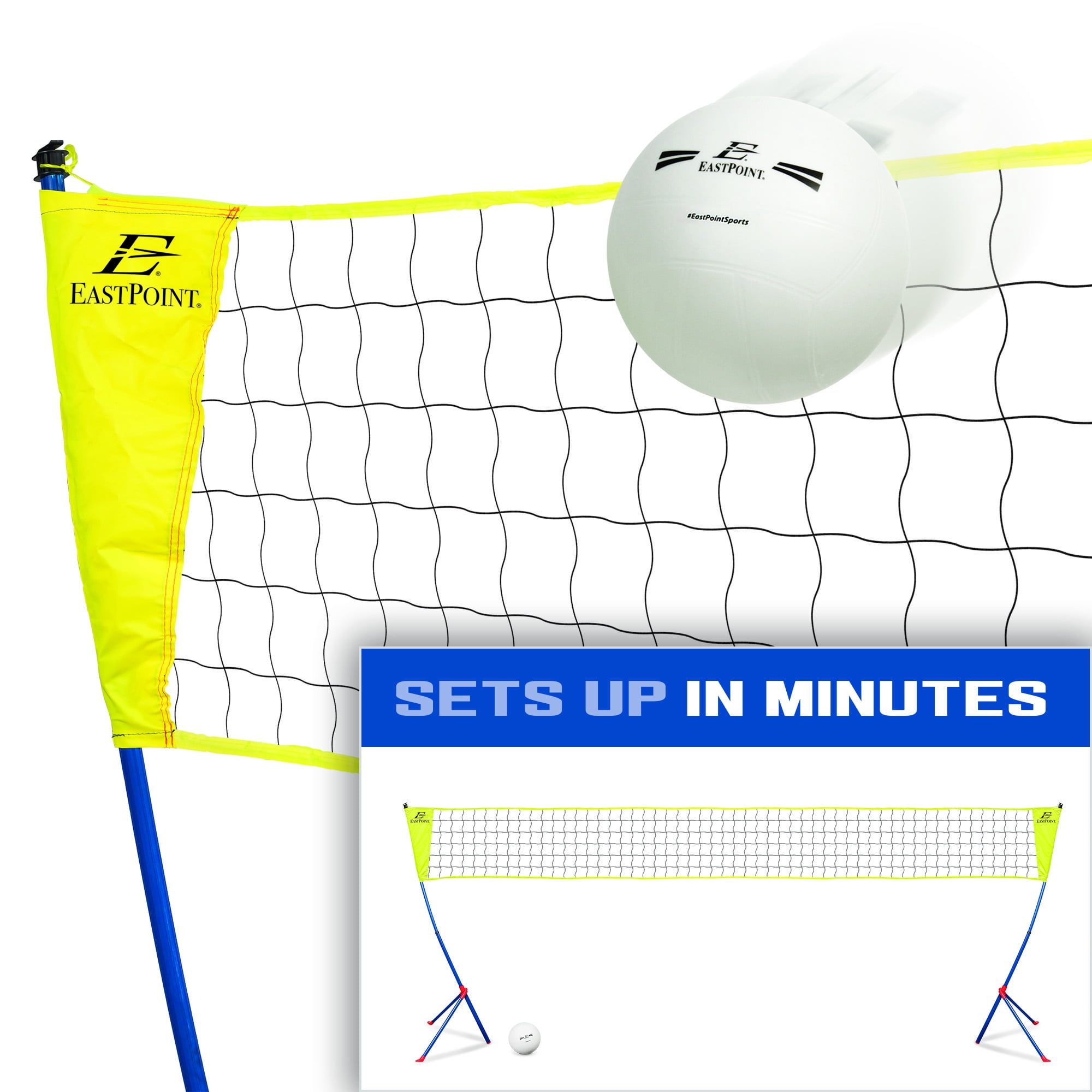 EastPoint 1123890 Easy Set-up Volleyball Set Yellow for sale online 