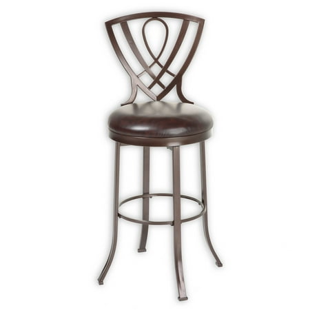 Chocolate Burnished Leather (Lincoln Swivel Seat Bar Stool with Brown Crystal Finished Metal Frame and Chocolate Faux Leather Upholstery, 30-Inch Seat)