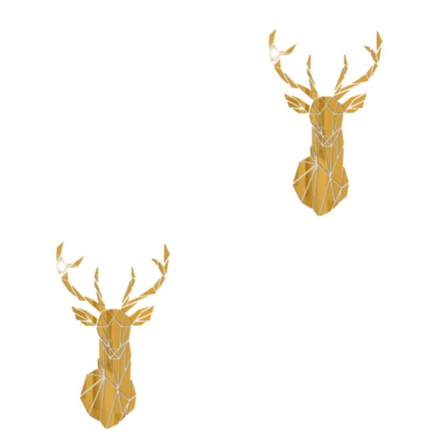relayinert Easy To Paste And Remove 3D Deer Head Mirror Wall Sticker For Quick Decor Updates Living Space gold XL 2Set