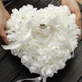 thumbnail image 2 of Advancent Caja de anillo de boda con flores rosas, propuestas de matrimonio, compromiso, joyería nupcial, anillos, soporte para decoración de Kits de decoración para fiestas, 2 of 6