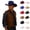 Blue, variant on LOINRODI Men Western Cowboy Hat Windproof Solid Color Lightweight Wide Brim Outdoor Travel Party Headwear Blue Free Size