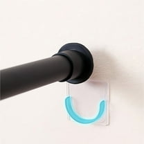 Szbaoan No Drill Telescopic Rod Bracket Adhesive Shower Curtain Rod Holder For Bathroom Tiles Walls Waterproof Support For Tension Poles Up To 20lbs Weight