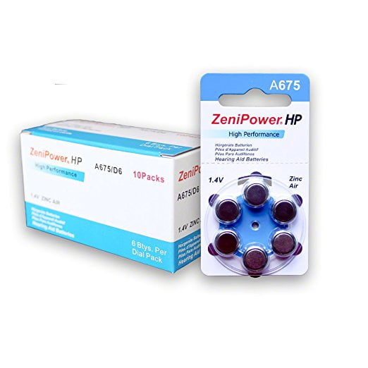 60 ZeniPower Hearing Aid Batteries Size 675