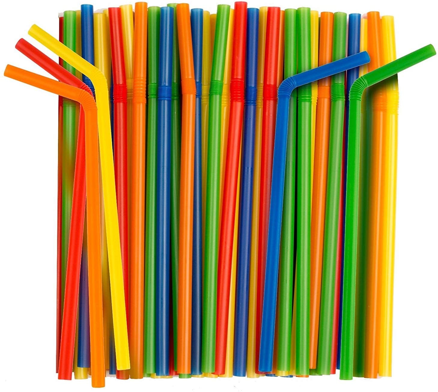 Giant Flexible Smoothie Straws [100 Pack] Assorted Colors