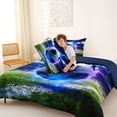 thumbnail image 4 of Erosebridal Lightning Soccer Ball Full Size Comforter Sets, Sport Bedding Sets for Boys and Men, Navy Reversible 3-Piece, 1 Comforter and 2 Pillowcases, 4 of 6