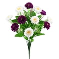 thumbnail image 4 of All Weather UV Resistant Artificial Flowers with Green Foliage, Realistic Faux Plastic Floral Bouquet, Indoor Outdoor Decor for Garden Porch Wedding Home Vase Arrangements(White&Purple), 4 of 7