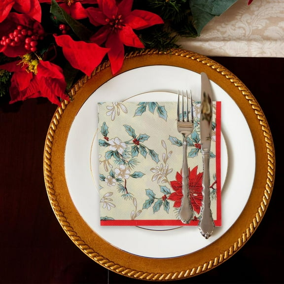 Outoloxit Christmas Paper Napkins Disposable Festive Decorative for Christmas Table and Birthday Party Supplies 1 Pack 20 Sheets
