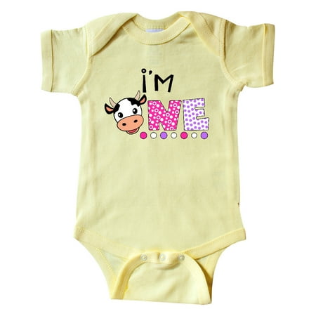 

Inktastic I m 1 Cute Cow and Polka Dots Gift Baby Boy or Baby Girl Bodysuit