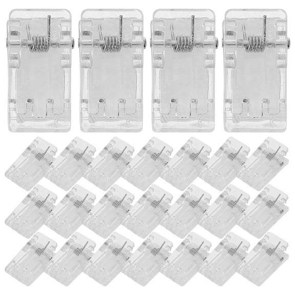 WASHWEPE 50Pcs Clear Plastic Spring Clips for Diy Crafts and Office Use 1.20In