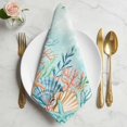 thumbnail image 2 of Ocean Starfish Seaweed Cloth Napkins, Summer Coastal Beach Shell Coral Teal Washable and Reusable Dinner Napkins Set of 6, Table Napkin for Kitchen Party Birthday Wedding Hotel Housewarming 20"x20", 2 of 9