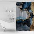 thumbnail image 4 of 72x78 Inch Shower Curtain Navy Blue Bathroom Decor Waterproof Fabric Bathtub Bath Curtains Decorative Abstract Color Block Vintage Modern Extra Long Shower Curtain Set with Hooks, 4 of 6
