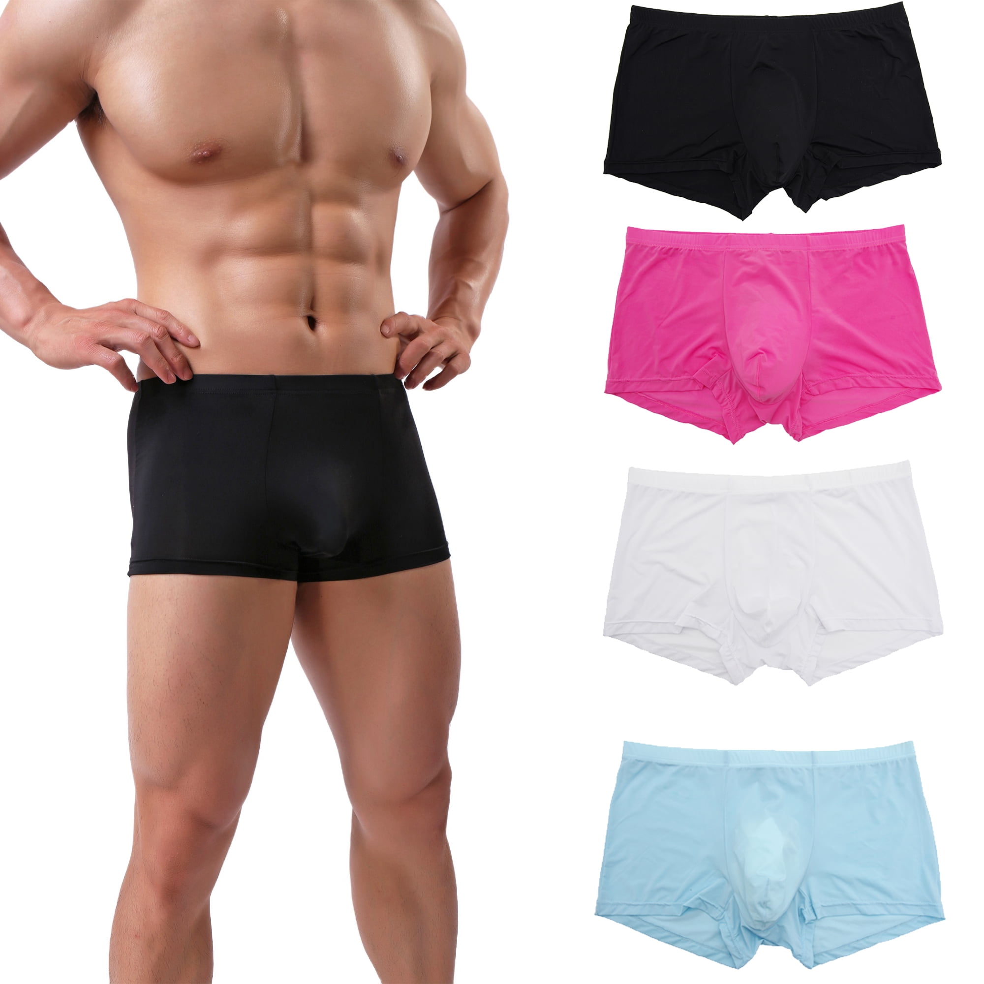 Pdbokew Men's Trunks Underwear Ice Silk Cotton Modal Seamless Panties