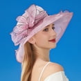 thumbnail image 3 of Women's Organza Church Hat Wide Brim Fascinator Sun Hat for Adults Tea Party Wedding Bridal Floral Headwear Elegant Summer Dress Cap Sunshade Fashion Accessory, 3 of 6