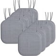 thumbnail image 2 of Elegant Comfort 8 Pack Chair Cushion Covers - Skid-Proof Rubber Backing - 16 x 16 Inch - Thick Dining Square Shape Seat Covers - Comfortable Textured Chair Pads with Ties - Mosaic Pattern, Gray, 2 of 5