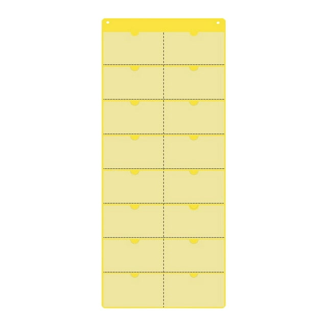 Calendario de aula con bolsillos, almacenamiento colgante vacío, tarjetero, Amarillo