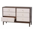 thumbnail image 2 of Baxton Studio Nikolai Commode à 6 Tiroirs en Tissu Beige et Bois Brun Wengé, 2 of 10