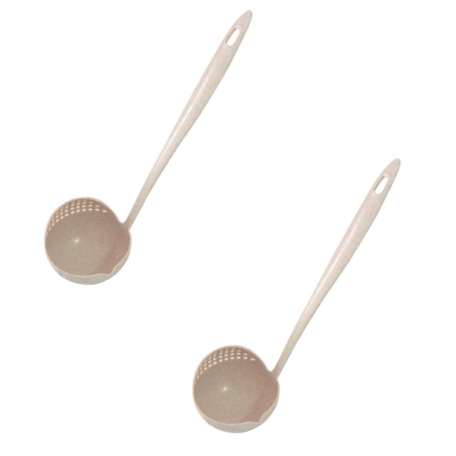 Oleegame 2PC Stainless Steel Cutlery Set Multifunctional Two-in-one Filter Spoon Kitchen Utensils Can Hang Filter Spoon Beige