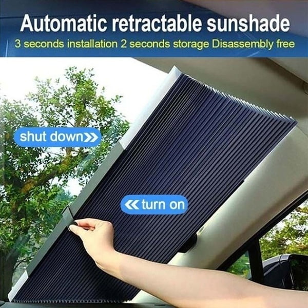 AUTOYOUTH Car Windshield Sun Shade,Retractable Sun Shade,Heat Insulation Auto-Scaling Free Cut Easy to Install Car Front Window Sunshades for Most Sedans SUV Truck