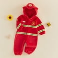 thumbnail image 6 of RUINIXCW Toddler Baby Halloween Firefighter Costume Kids Infant Baby Girl Boy Fall Winter Clothes Flannel Snowsuit Jumpsuit Long Sleeve Hooded Romper, 6 of 10