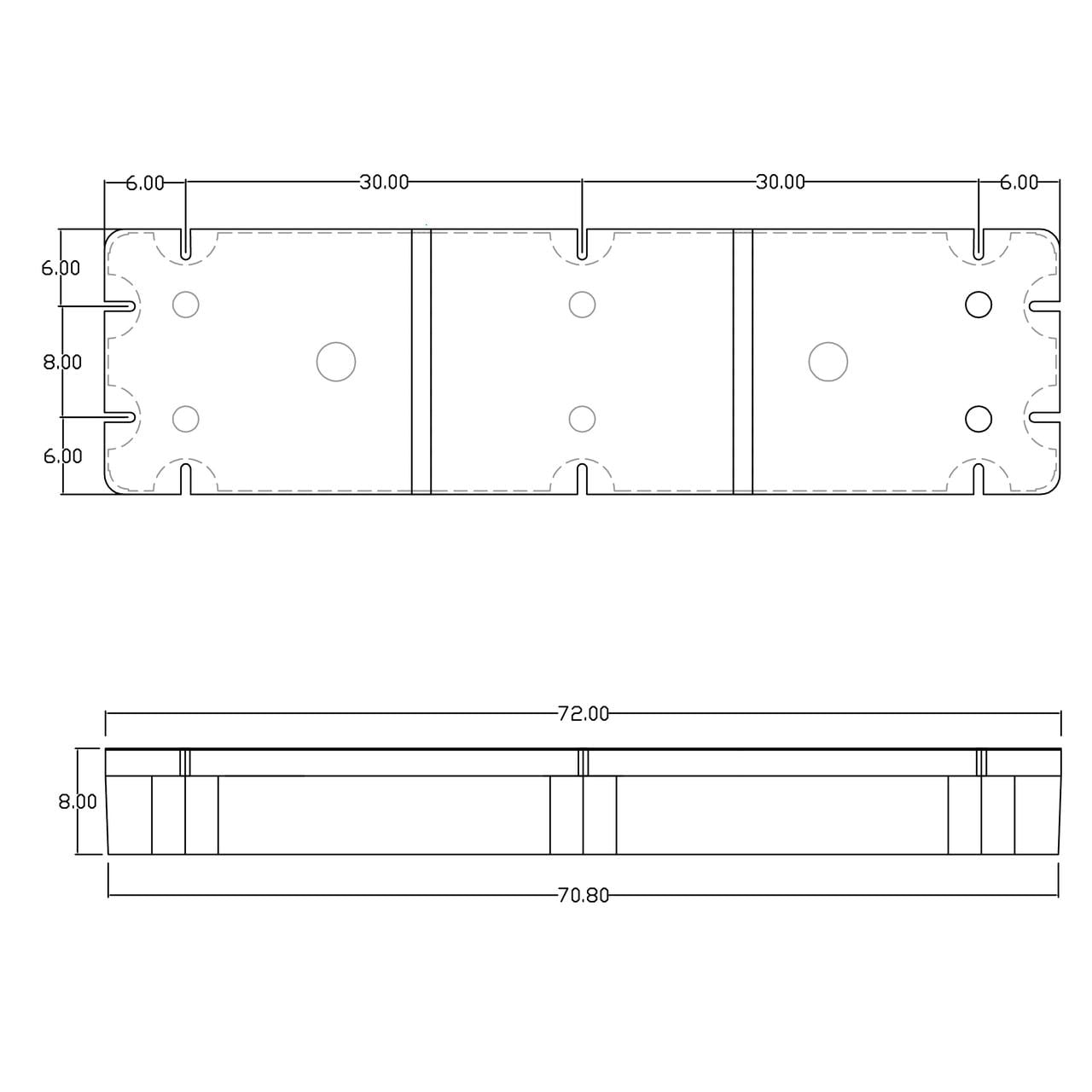 Multinautic Eagle Floats 72 in. x 20 in. x 8 in. Low Freeboard Foam Filled Heavy Duty Dock Float Drum