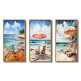 thumbnail image 2 of Designart "Southern Shoreline Echoes" Nautical & Beach Framed Wall Art Set Of 3 - Turquoise Beach Sand Frame Canvas Set For Living Room Decor, 2 of 6