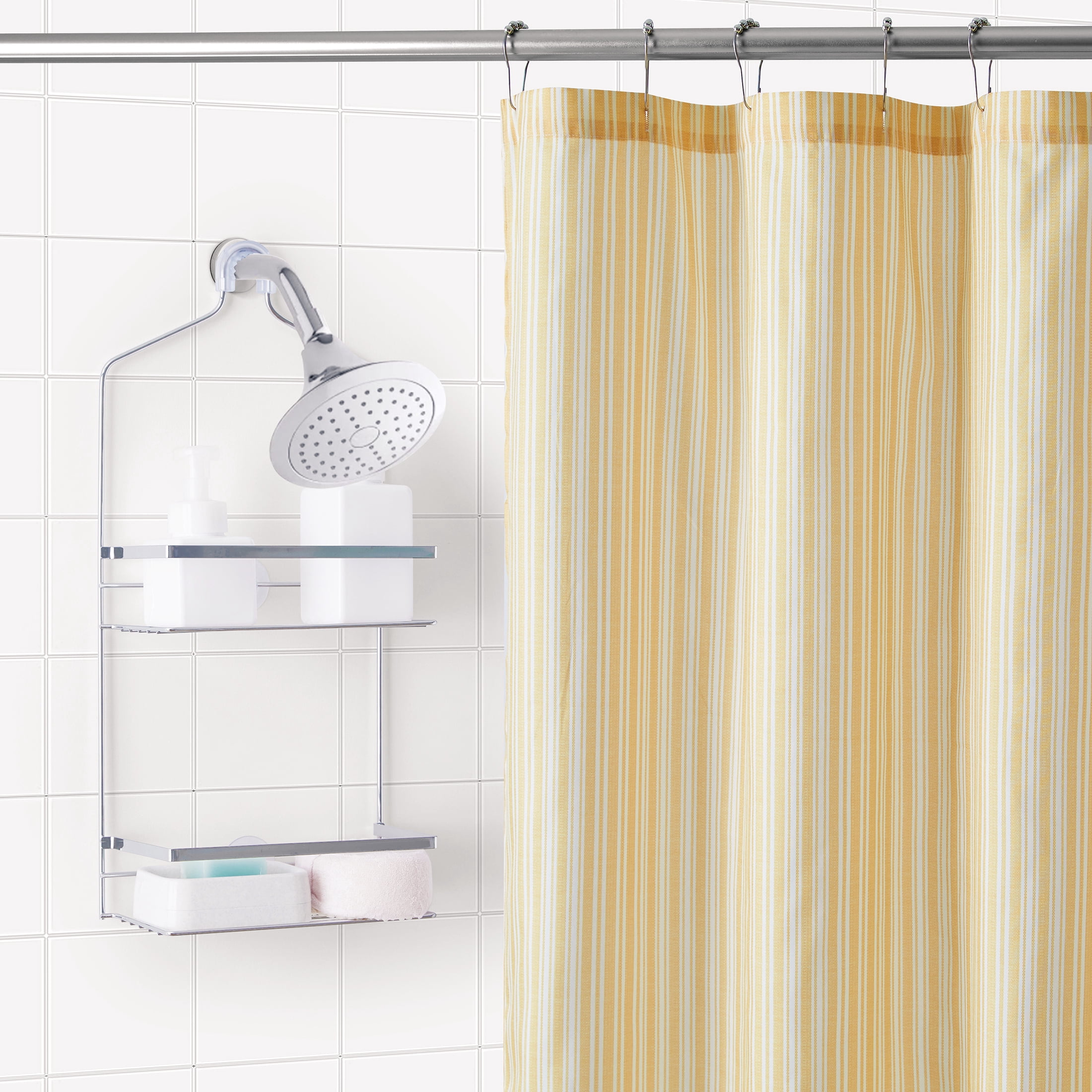 Mainstays Ticking Golden Curry Stripe Polyester Bath Set, 15-Piece