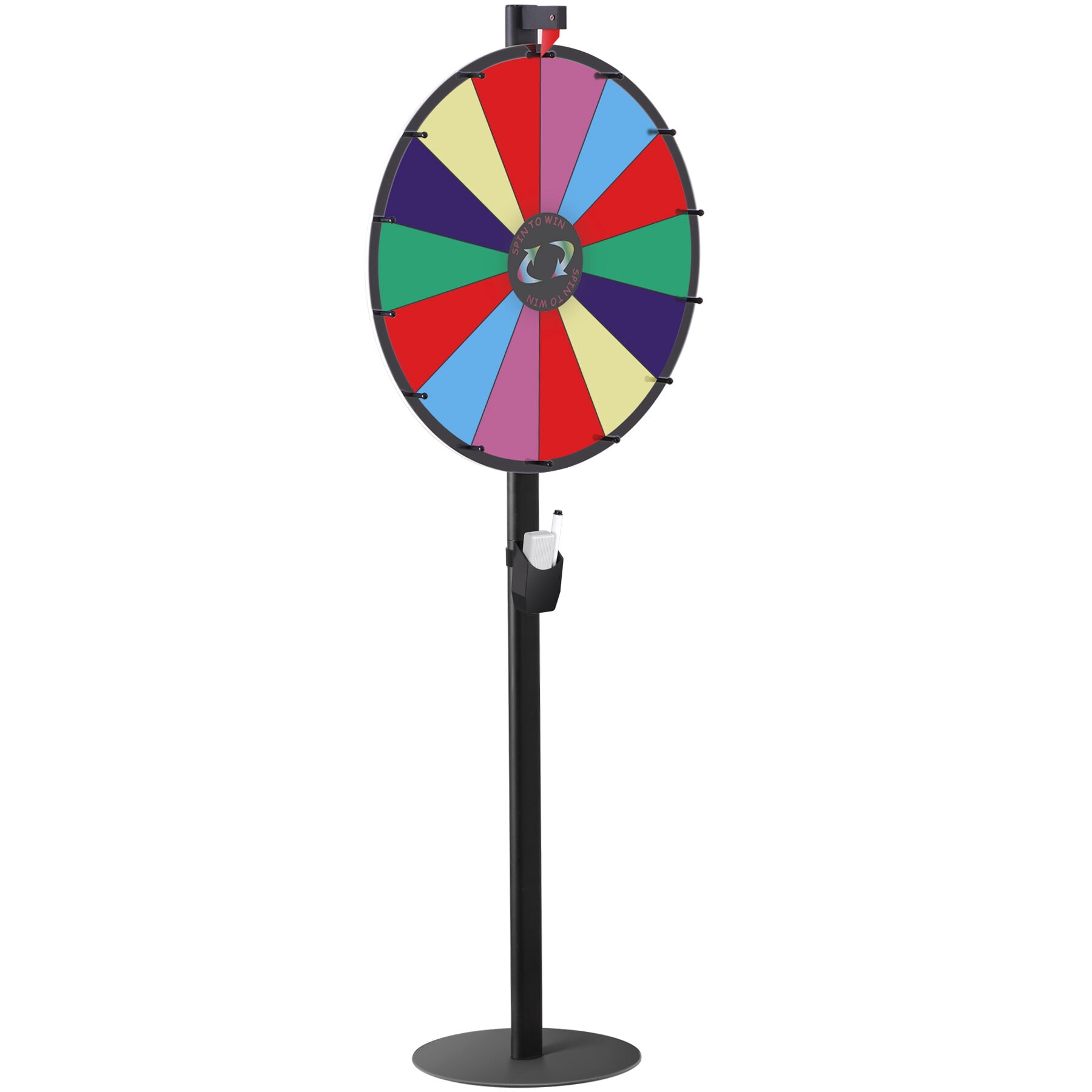 ZENSTYLE 24" Spin Wheel Freestanding Height Adjustable 14 Slots Colorful Prize Wheel Spinner Game